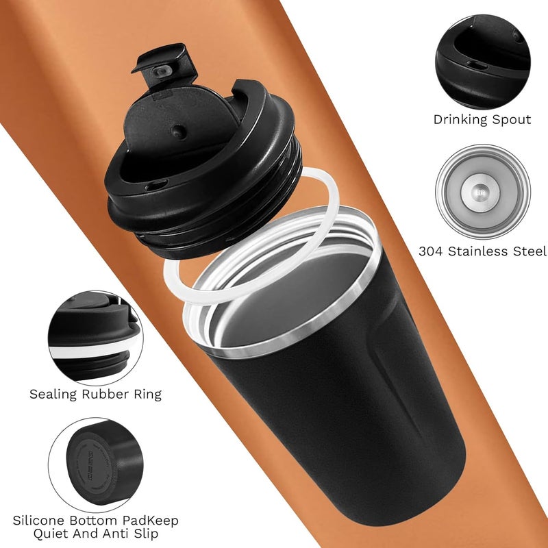 SPLMIFA Travel coffee mugs leak-proof, reusable coffee cups with lids, stainless steel vacuum insulated coffee tumblers, thermal insulation cups for men & women keep drinks hot & cold(2nd-Black, 12OZ) - Image 3